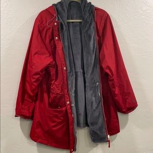 Free country winter coat size 3X, red & int grey